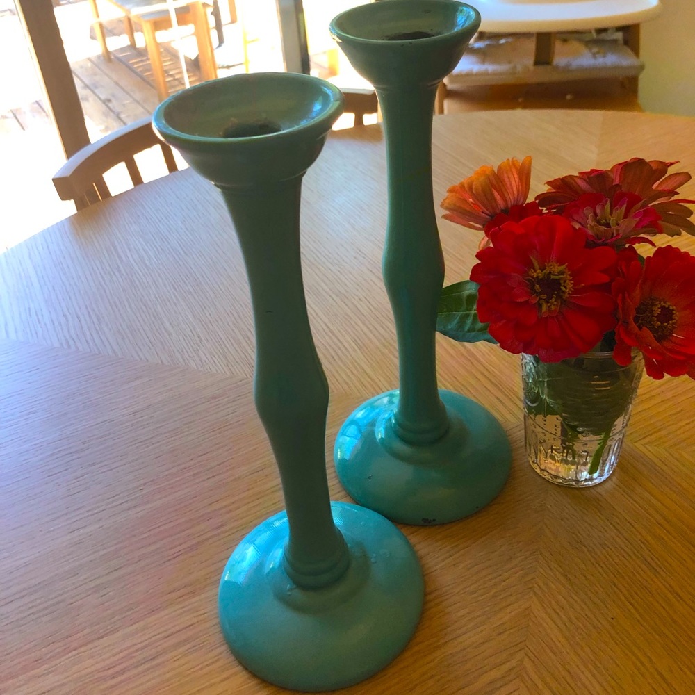 Vintage Turquoise Candlesticks.